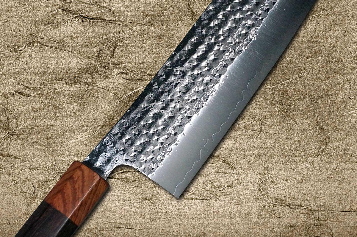 Yu Kurosaki R2SG2 Hammered SENKO-EI WA RS8H Japanese Chefs NakiriVegetable 165mm with Brown-Ring Octagonal Handle