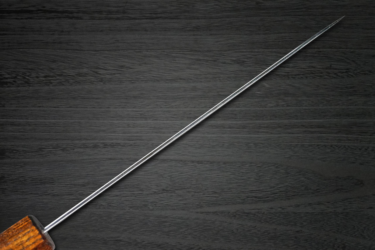 Yoshimi Kato 63 Layer VG10 Black Damascus EJ8B Japanese Chefs Santoku Knife 170mm with Black Urushi Lacquered Enju Handle