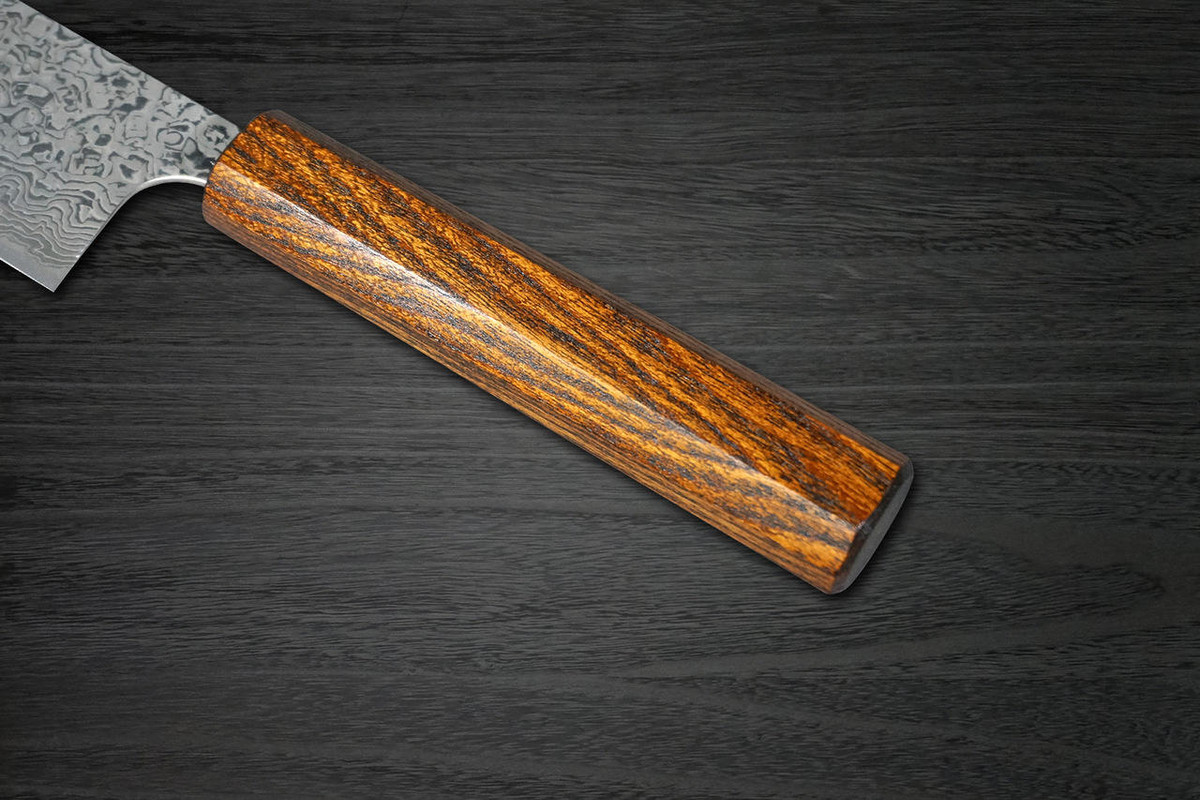 Yoshimi Kato 63 Layer VG10 Black Damascus EJ8B Japanese Chefs Bunka Knife 170mm with Black Urushi Lacquered Enju Handle