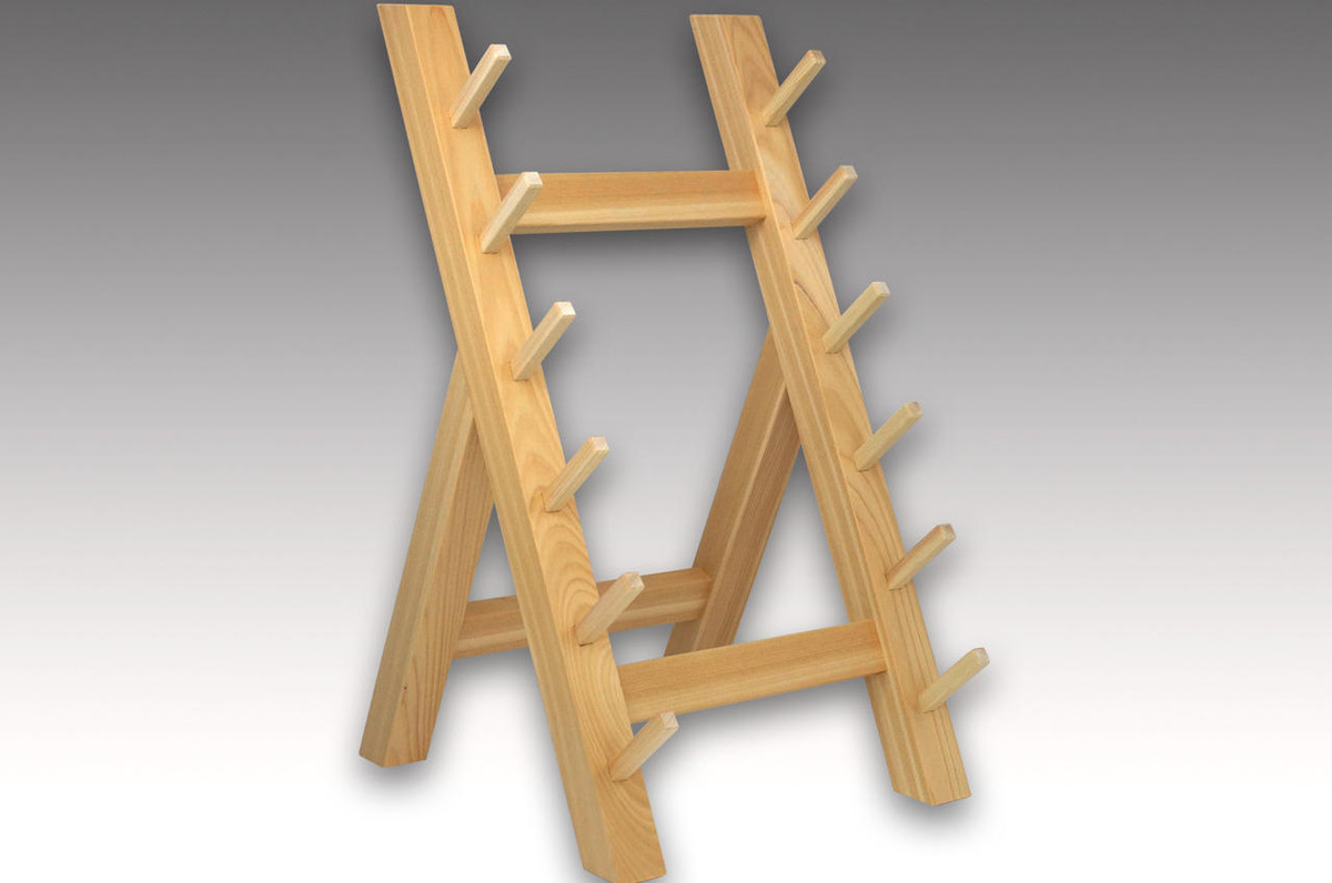 Japanese Natural Wood Knife Tower Rack for 6 Knives