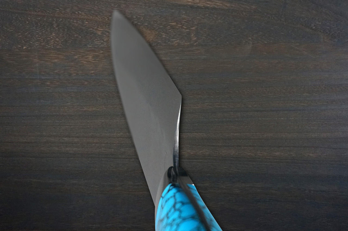 Takeshi Saji SRS13 Mirror Hammered NNM Japanese Chef's Gyuto Knife 210mm with Blue Turquoise Handle Nomura Special 