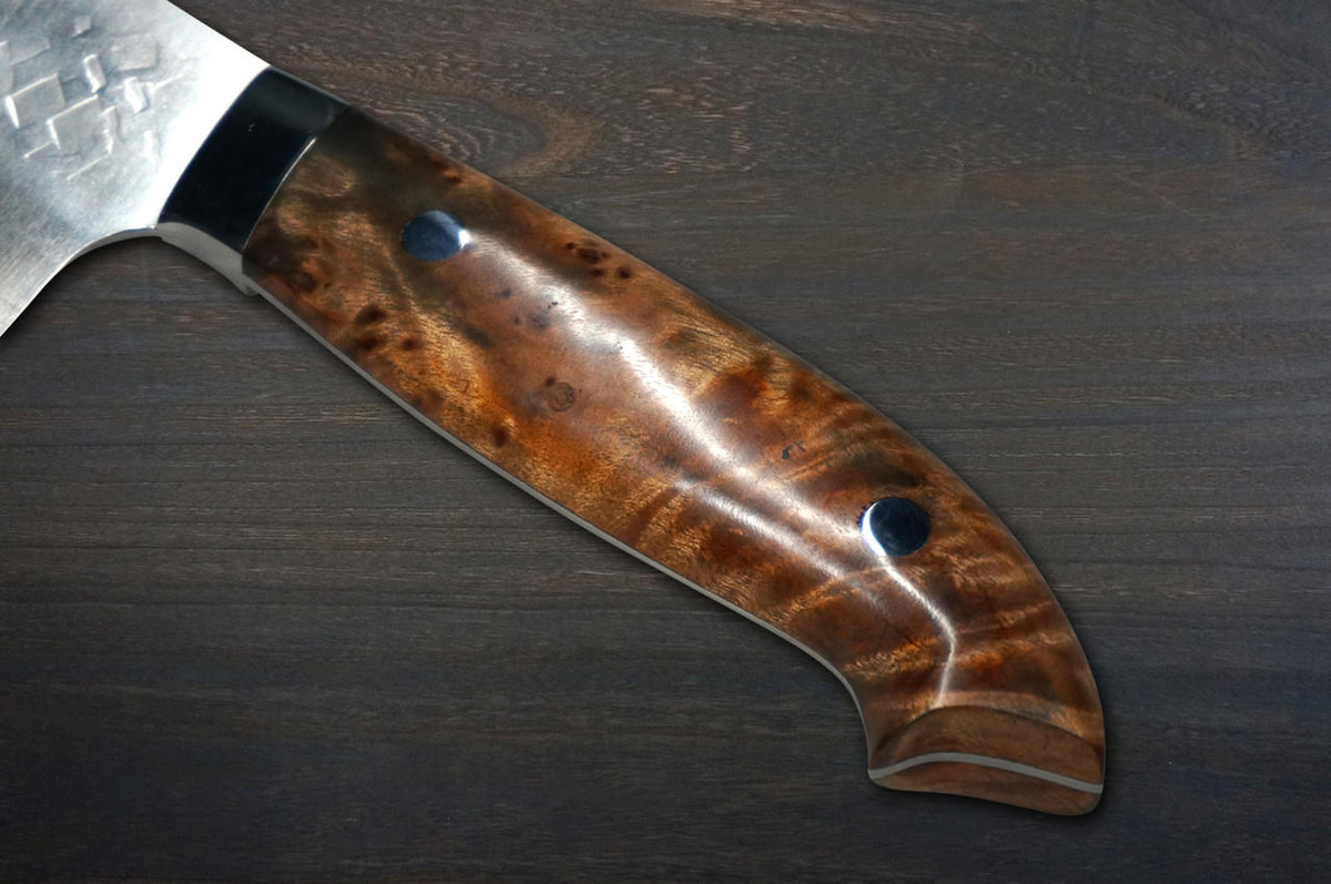 Takeshi Saji SRS13 Mirror Hammered NNM Japanese Chef's Gyuto Knife 210mm with Karin Lump Handle Nomura Special 