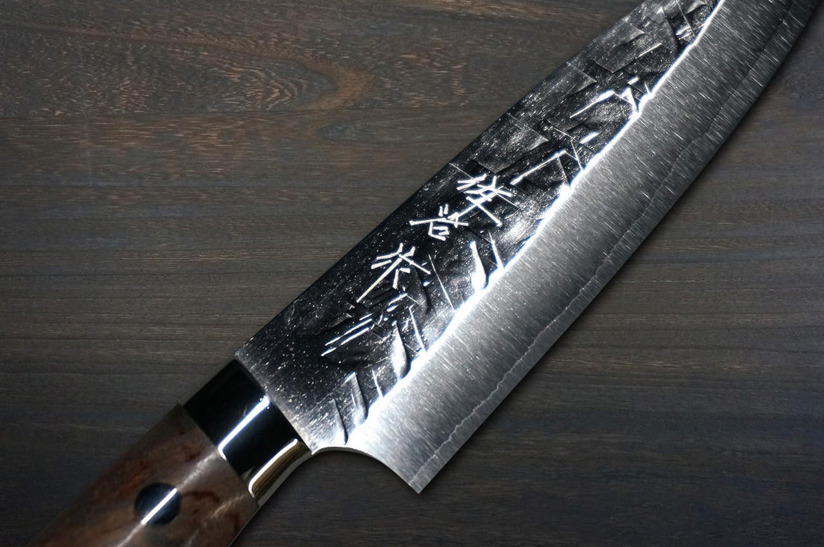 Takeshi Saji SRS13 Mirror Hammered Nomura Special Japanese Chefs Petty KnifeUtility 130mm with Karin Lump Handle