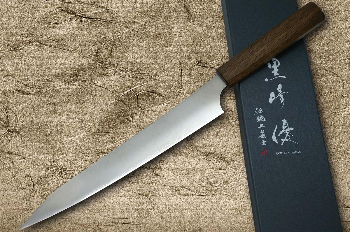 Yu Kurosaki HAP40 GEKKO WA OK8M Japanese Chefs SlicerSujihiki 240mm with Urushi Lacquered Oak Handle