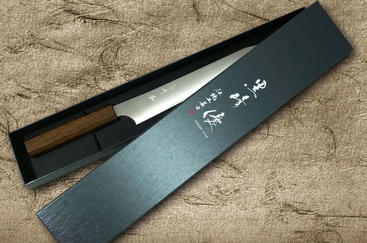 Yu Kurosaki HAP40 GEKKO WA OK8M Japanese Chefs SlicerSujihiki 240mm with Urushi Lacquered Oak Handle
