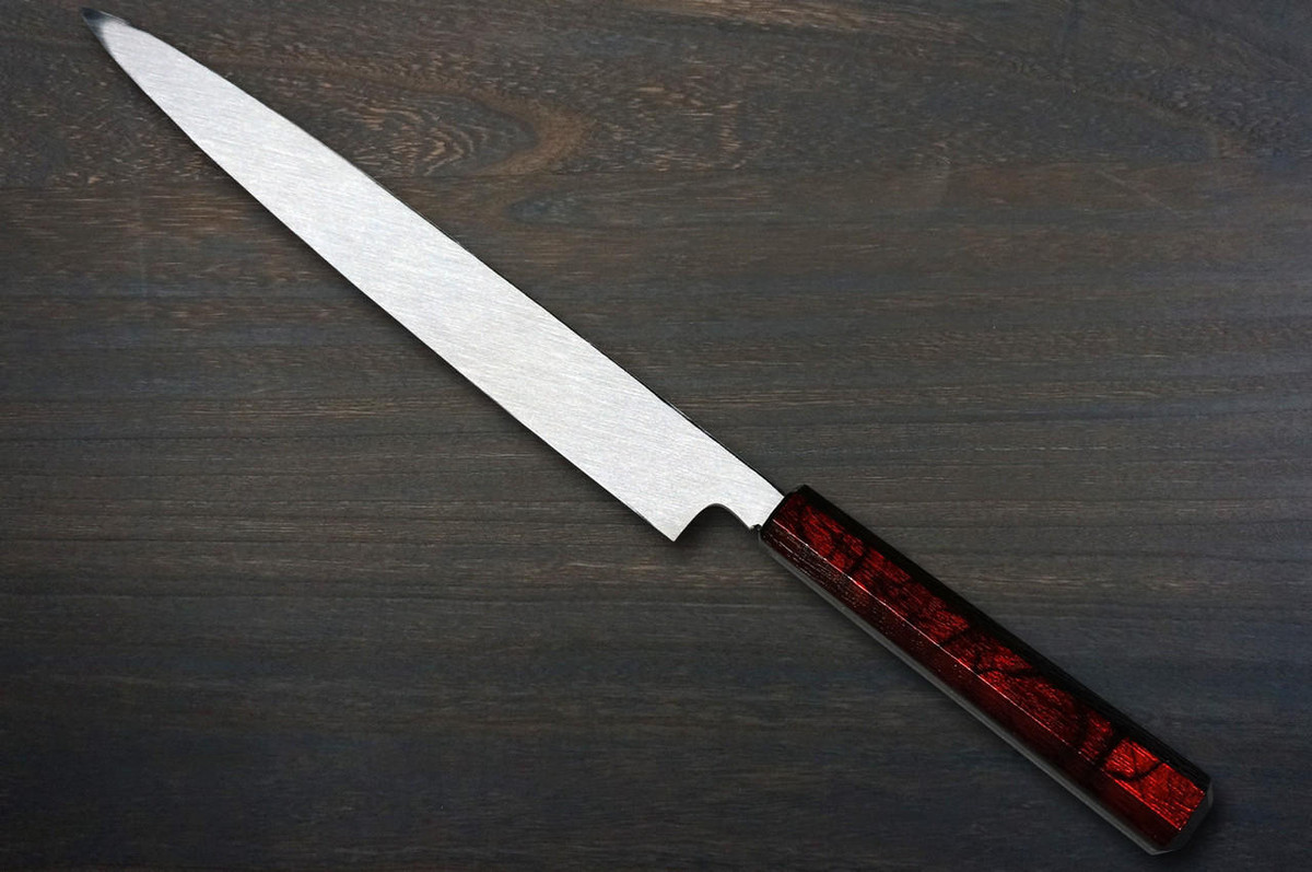 Sakai Takayuki INOX Japanese-style Nanairo Chefs YanagibaSashimi 240mm ABS Resin Handle Wine-Tortoiseshell