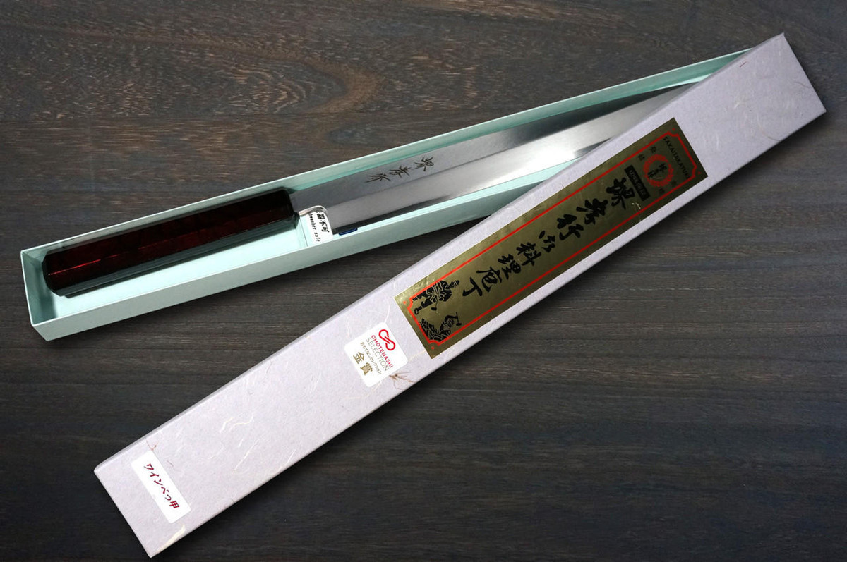 Sakai Takayuki INOX Japanese-style Nanairo Chefs YanagibaSashimi 240mm ABS Resin Handle Wine-Tortoiseshell