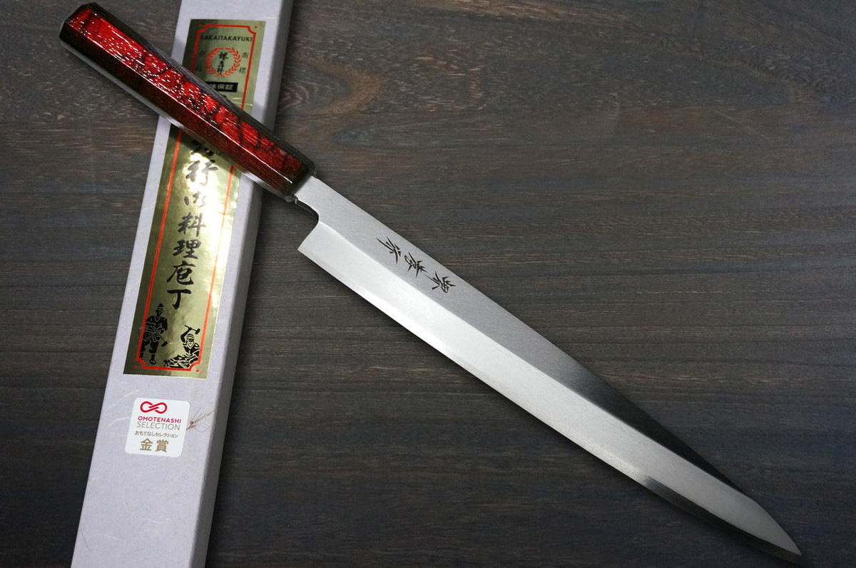 Sakai Takayuki INOX Japanese-style Nanairo Chefs YanagibaSashimi 240mm ABS Resin Handle Wine-Tortoiseshell