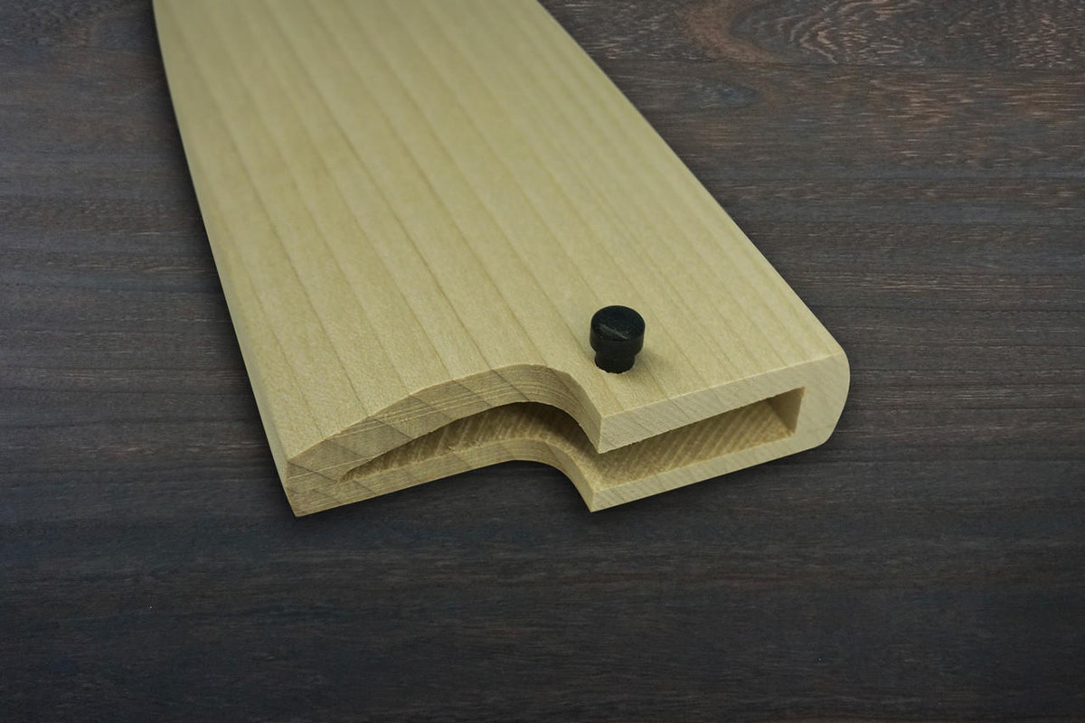 Left Handed Magnolia Saya Sheath with Ebony Pin for 165mm Deba Knife