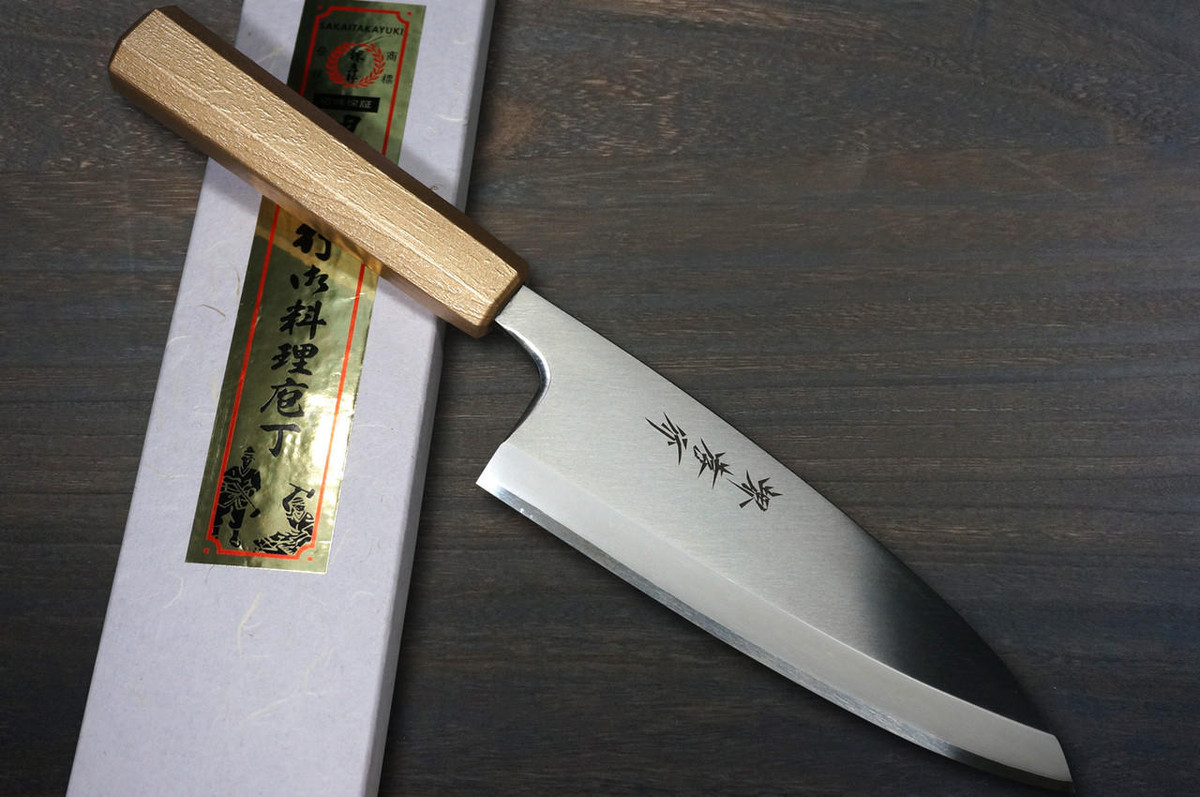Sakai Takayuki INOX Japanese-style Nanairo Chefs Deba Knife 165mm ABS Resin Handle Gold-Pearl