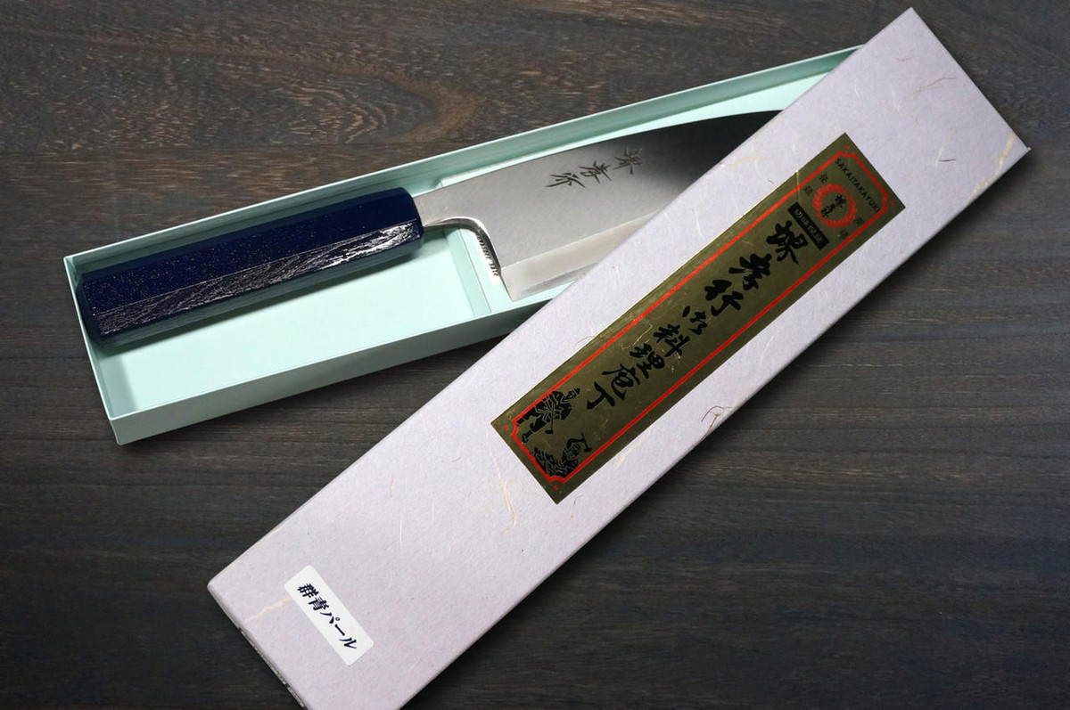 Sakai Takayuki INOX Japanese-style Nanairo Chefs Deba Knife 165mm ABS Resin Handle Blue-Pearl