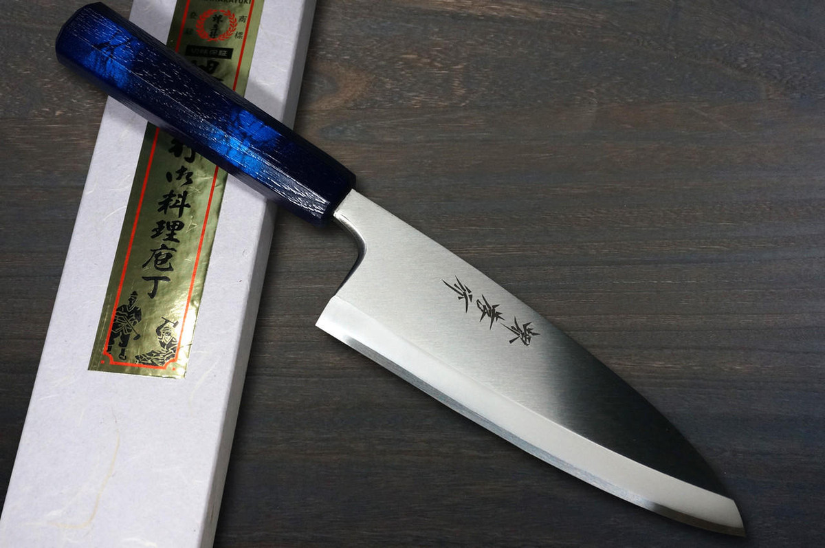 Sakai Takayuki INOX Japanese-style Nanairo Chefs Deba Knife 165mm ABS Resin Handle Blue-Tortoiseshell