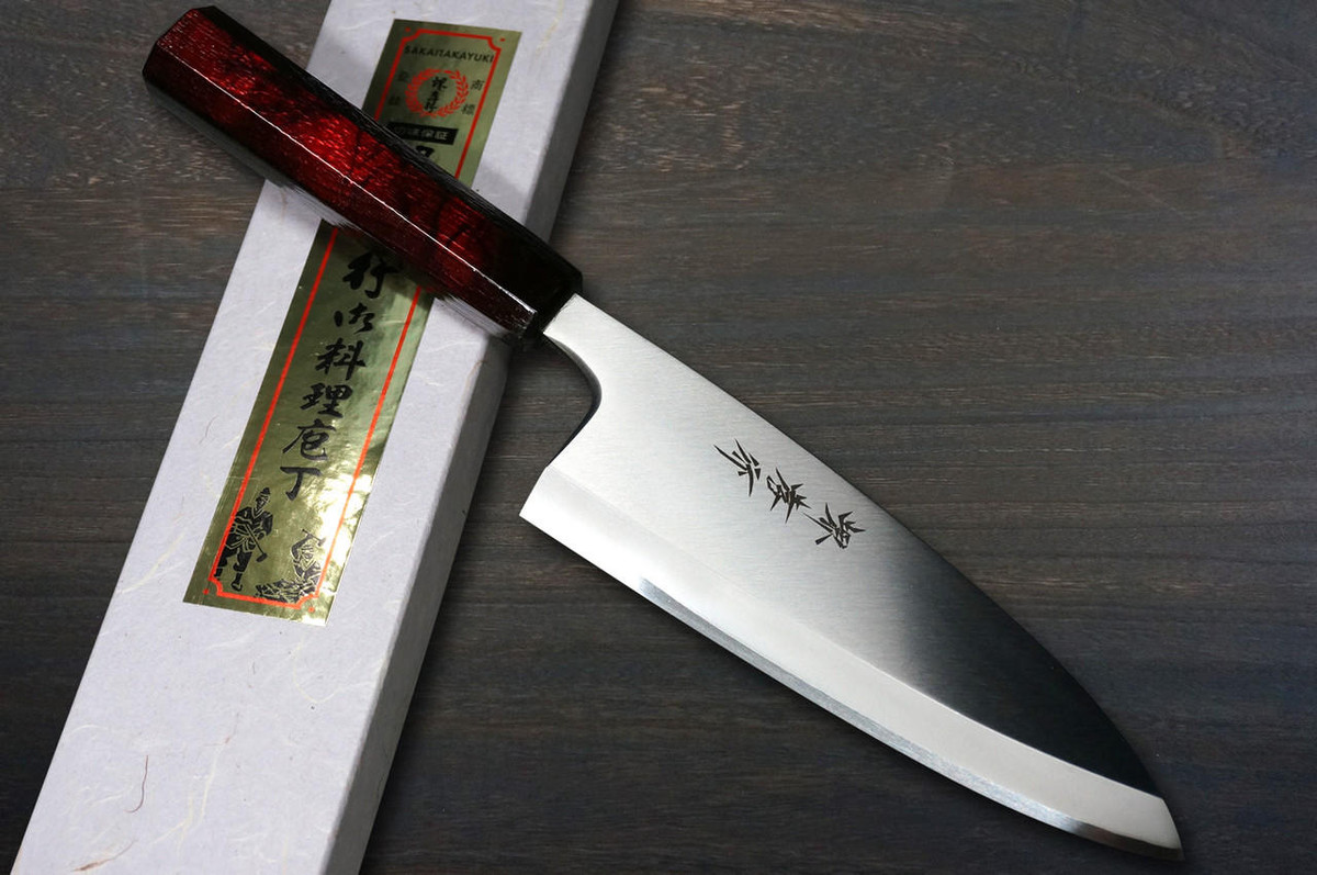 Sakai Takayuki INOX Japanese-style Nanairo Chefs Deba Knife 150mm ABS Resin Handle Wine-Tortoiseshell