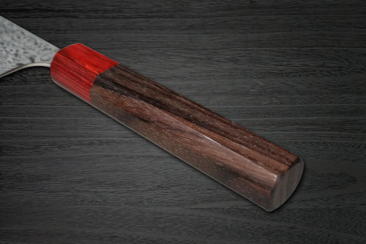 Yoshimi Kato 63 Layer VG10 Black Damascus RS8R Japanese Chef's Nakiri(Vegetable) 165mm with Red-Ring Octagonal Handle 