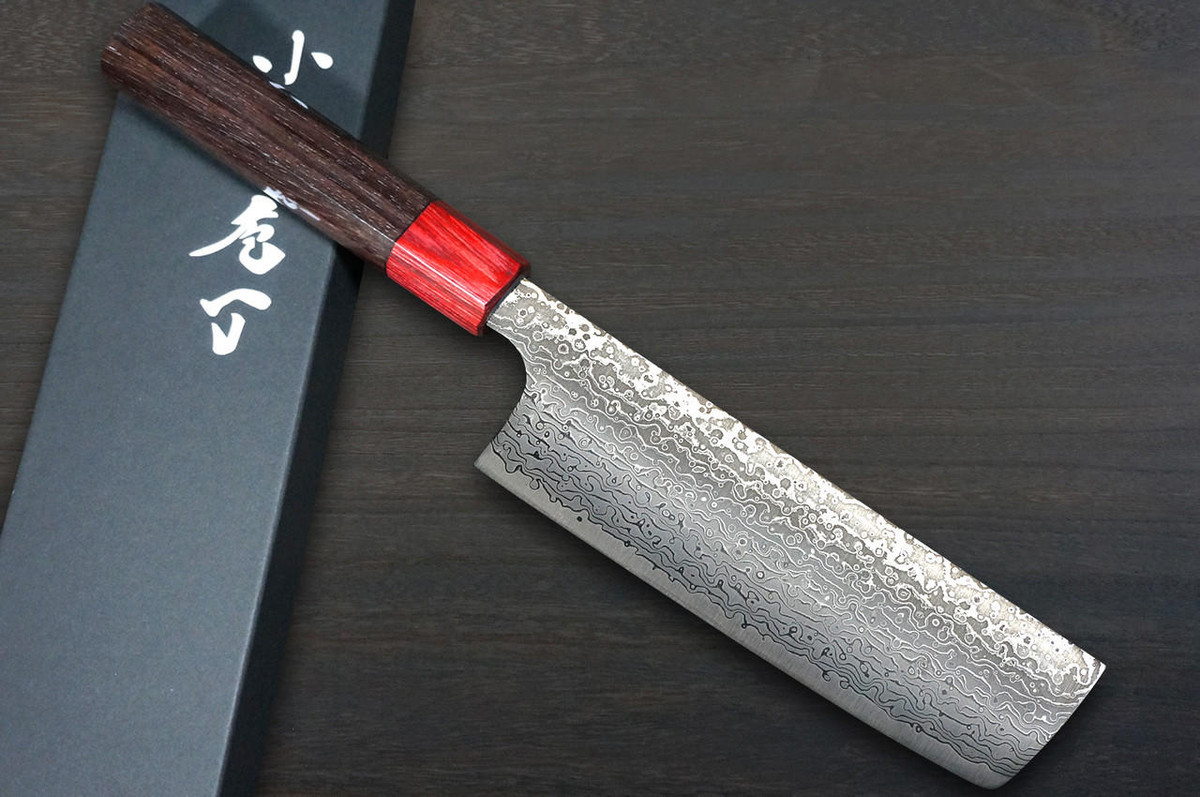 Kei Kobayashi R2 Damascus Special Finished RS8R Japanese Chefs NakiriVegetable 165mm with Red-Ring Octagonal Handle