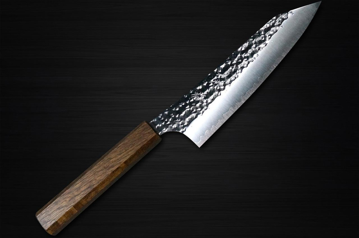Yu Kurosaki R2(SG2) Hammered SENKO-EI WA OK8B Japanese Chef's Bunka Knife 165mm with Urushi Lacquered Oak Handle 