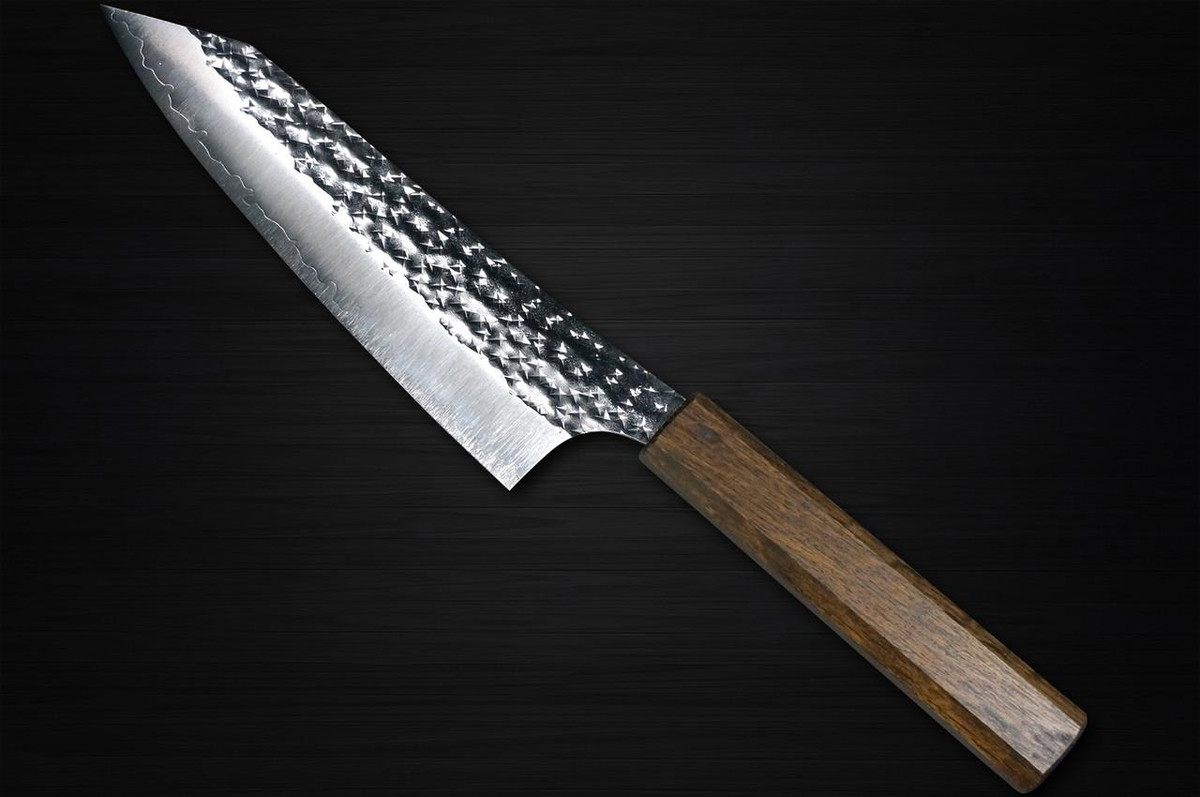 Yu Kurosaki R2(SG2) Hammered SENKO-EI WA OK8B Japanese Chef's Bunka Knife 165mm with Urushi Lacquered Oak Handle 