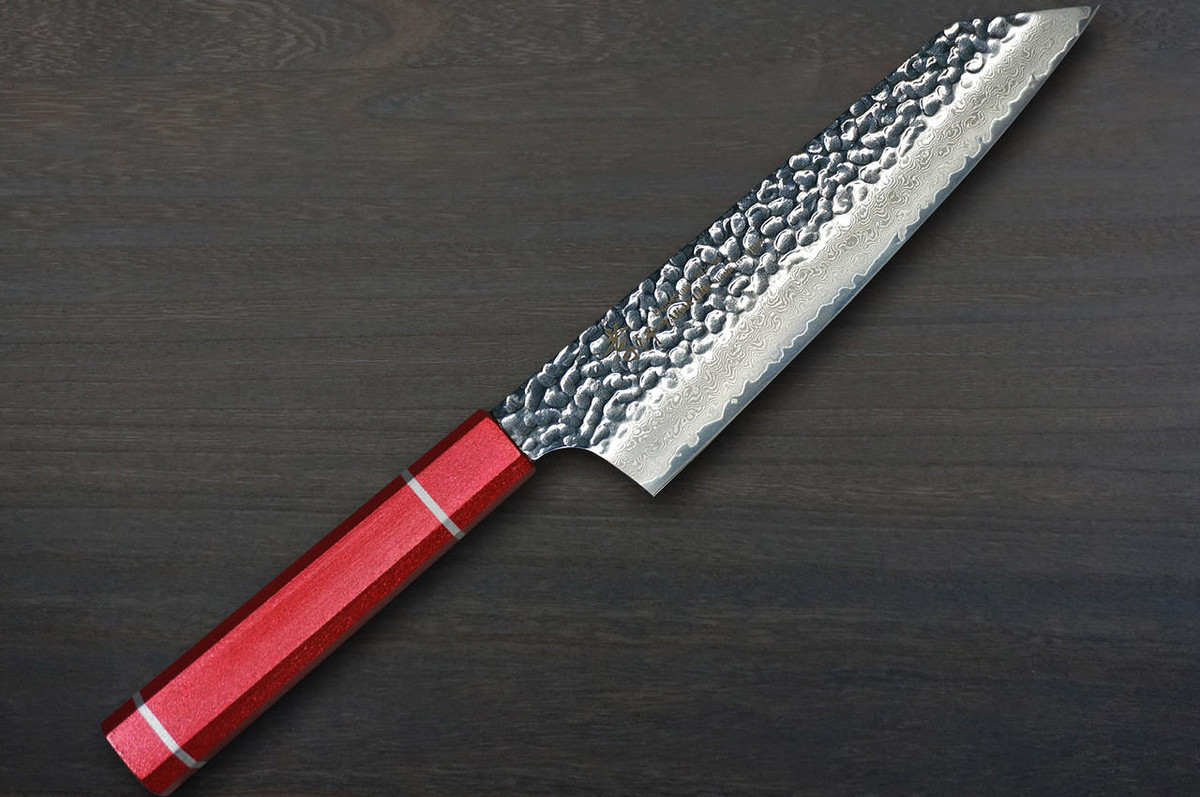Sakai Takayuki 33-Layer VG10 Damascus Urushi Chefs Kengata-Gyuto Knife 190mm with Japanese Lacquered Oak Handle KOUSEKI