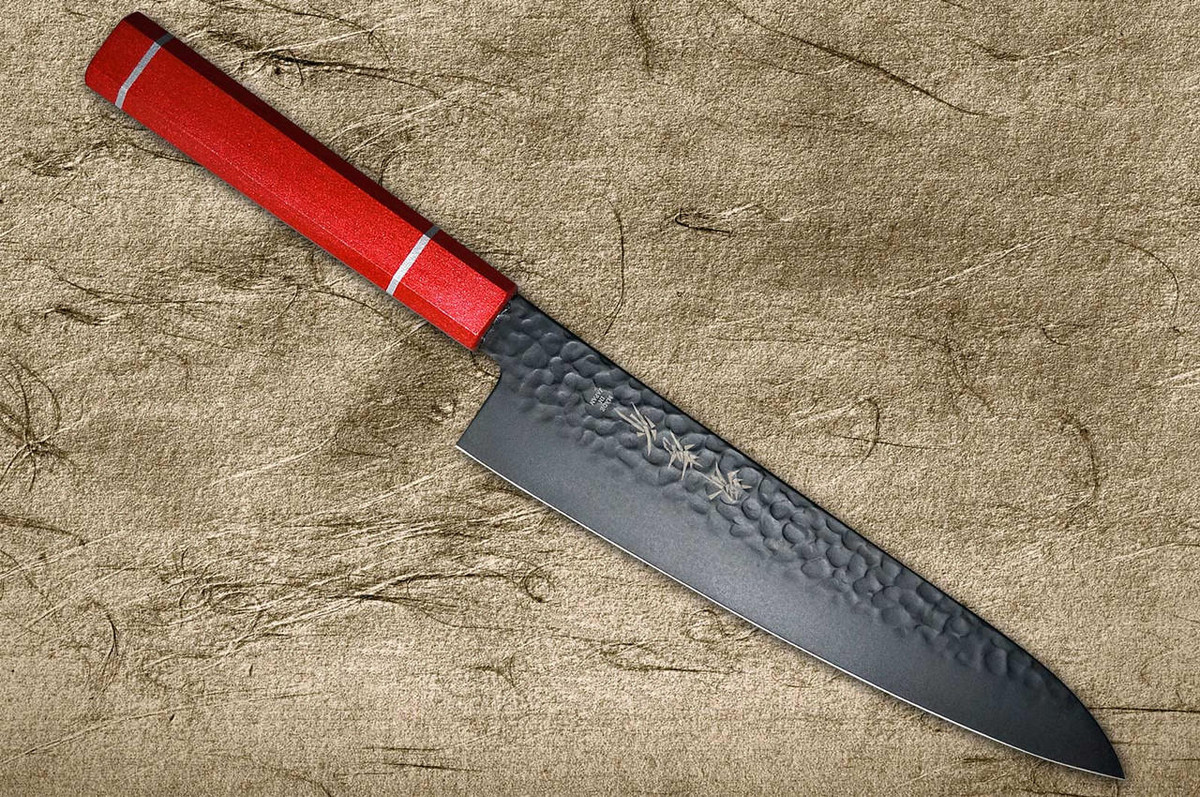 Sakai Takayuki Non-Stick Coating VG10 Hammered WA KUROKAGE Japanese Chefs Gyuto Knife 210mm with Japanese Lacquered Oak Handle KOUSEKI