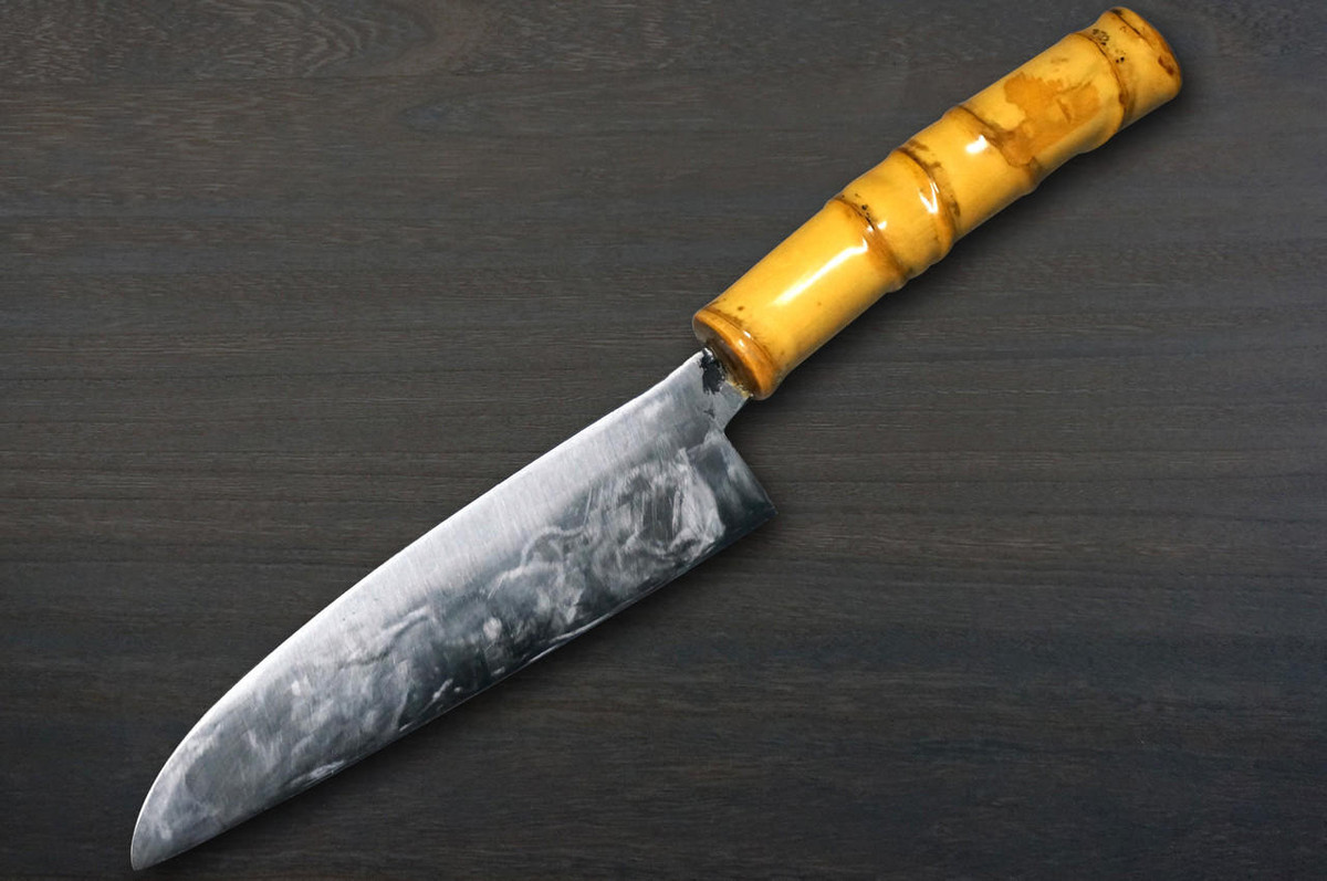 Shojiro Yasugi Steel Kurouchi (Bamboo Handle) Japanese Chef's Petty Knife(Utility) 130mm 