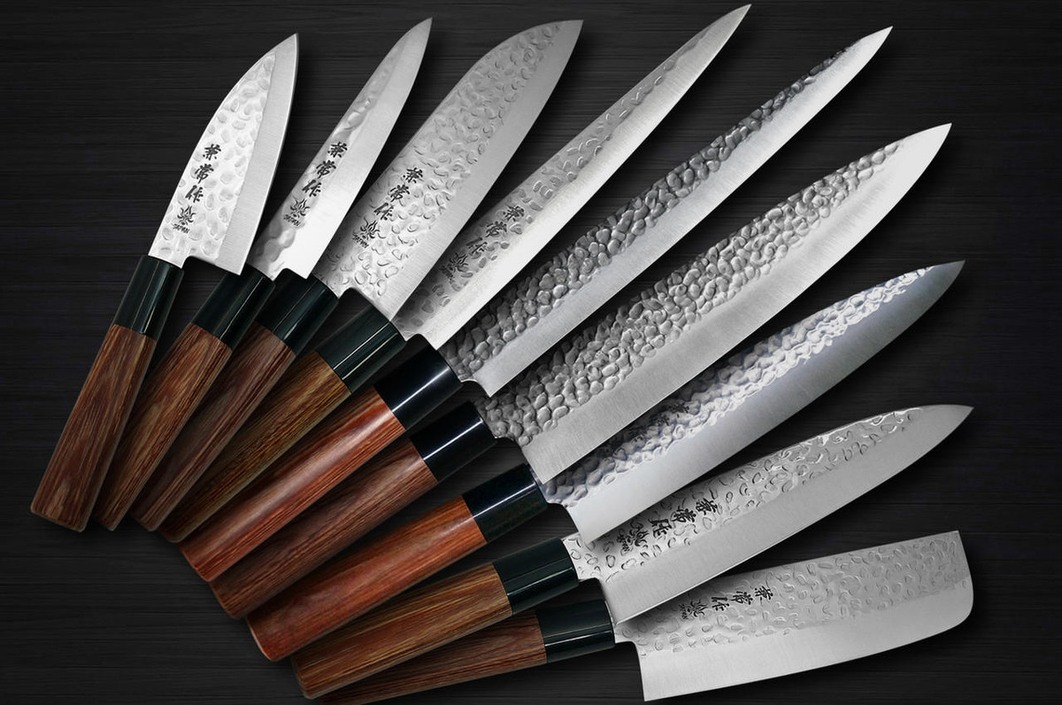 Kanetsune KC-950 DSR-1K6 Stainless Hammered Japanese Chef's Knife SET (Gyuto240-Gyuto210-Gyuto180-Slicer240-Slicer210-Santoku-Vegetable-Petty-Mini Deba) 