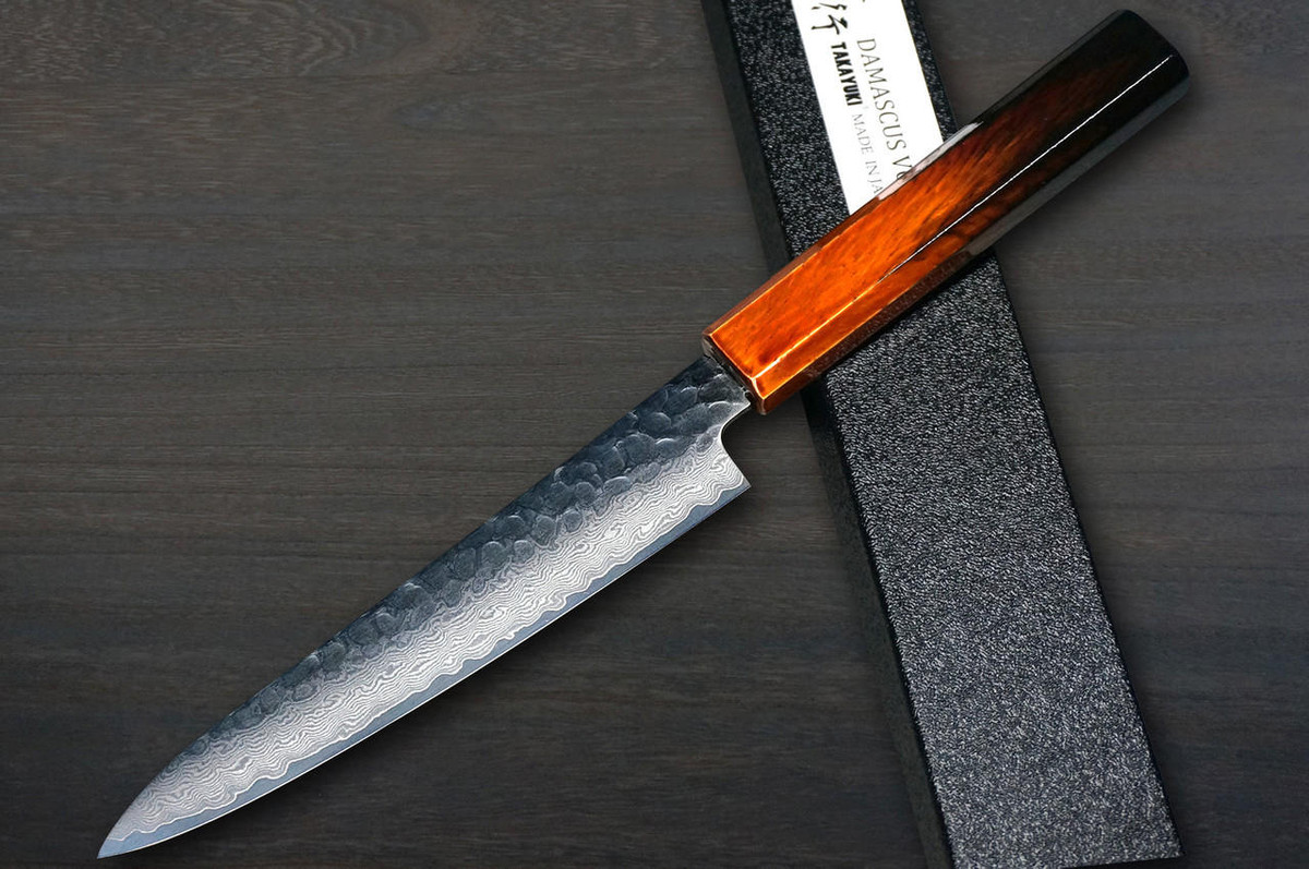 Sakai Takayuki 33-Layer VG10 Damascus Urushi Chef's Petty Knife(Utility) 150mm with Japanese Lacquered Oak Handle [YAKIURUSHI] 