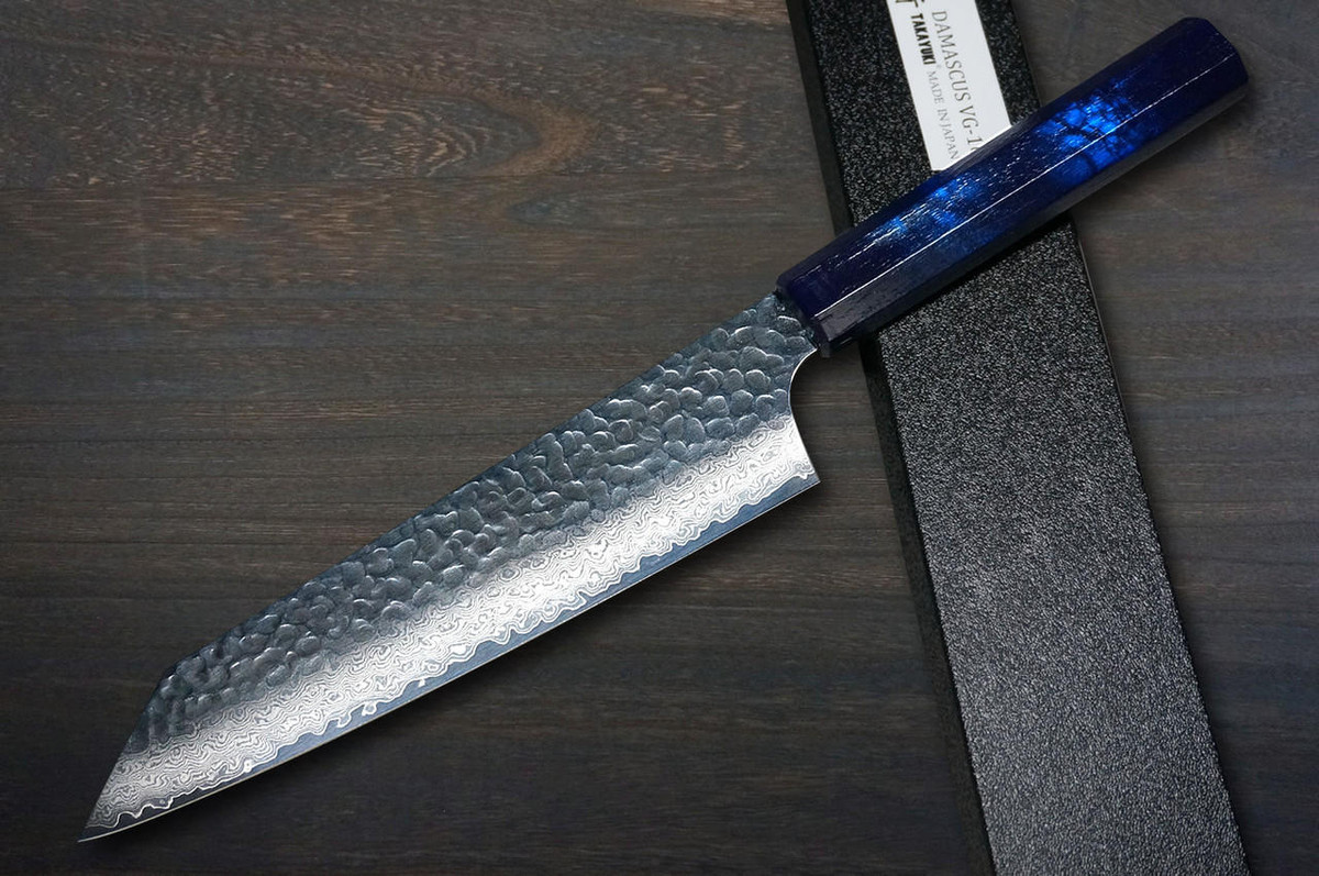 Sakai Takayuki 33-Layer VG10 Damascus Nanairo Chef's Kengata-Gyuto Knife 190mm ABS Resin Handle [Blue-Tortoiseshell] 