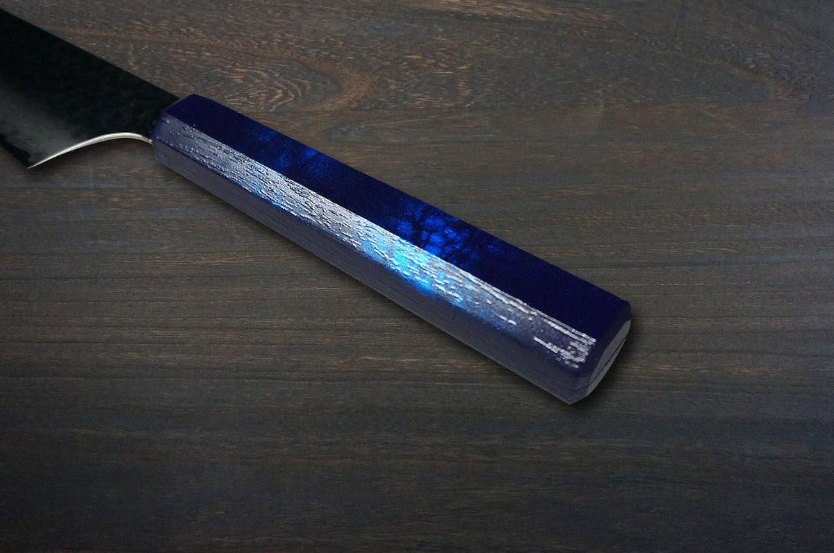 Sakai Takayuki 33-Layer VG10 Damascus Nanairo Chef's Kengata-Gyuto Knife 190mm ABS Resin Handle [Blue-Tortoiseshell] 