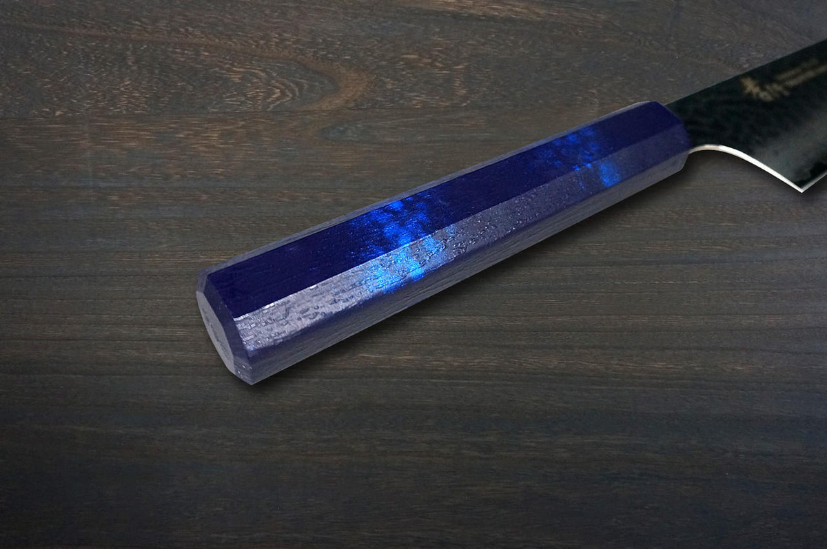 Sakai Takayuki 33-Layer VG10 Damascus Nanairo Chef's Kengata-Gyuto Knife 190mm ABS Resin Handle [Blue-Tortoiseshell] 