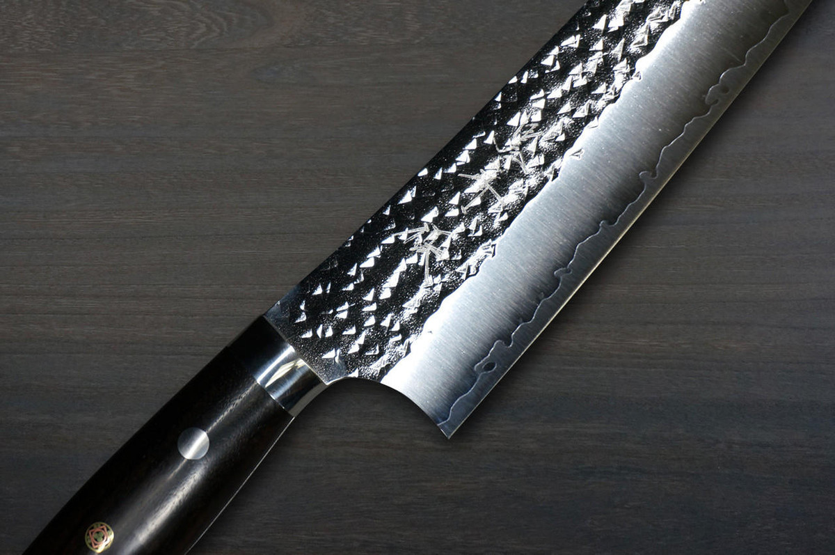 Yu Kurosaki R2(SG2) Hammered SENKO-EI Custom EBC Japanese Chef's Gyuto Knife 210mm with Ebony Handle 