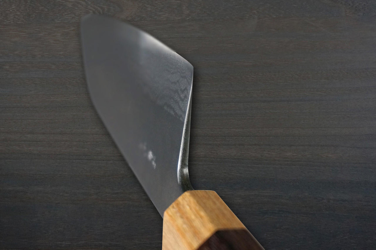 Takayuki Iwai Aogami No.2 Damascus FUMON RS8P Japanese Chef's Gyuto Knife 240mm with White-Ring Octagonal Handle 