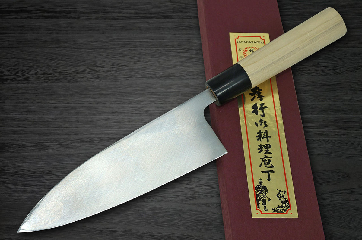堺孝行Kasumitogi Buffalo Tsuba 日本厨师出刃刀165 毫米|日本刀