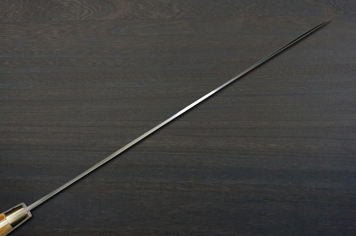 Takeshi Saji R2(SG2) Black Damascus DHM Japanese Chef's Slicer(Sujihiki) 270mm with Brown Antler Handle 