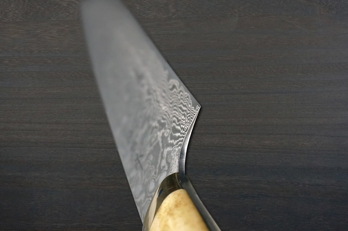 Takeshi Saji R2(SG2) Black Damascus DHM Japanese Chef's Slicer(Sujihiki) 270mm with Brown Antler Handle 