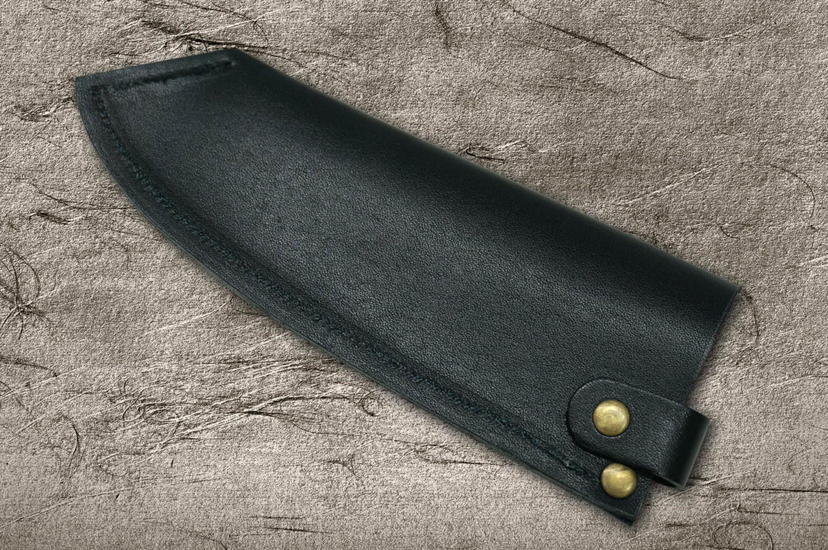 Natural Leather Knife Cover Saya Sheath Deba Knife 165mm [Brass Button] 