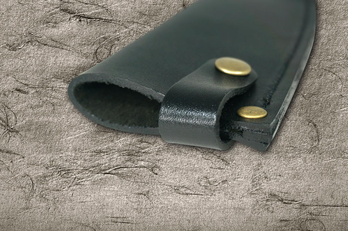 Natural Leather Knife Cover Saya Sheath Deba Knife 165mm [Brass Button] 