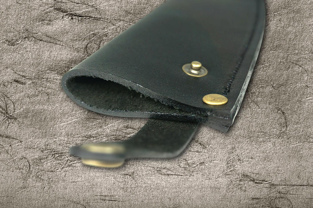 Natural Leather Knife Cover Saya Sheath Deba Knife 165mm [Brass Button] 