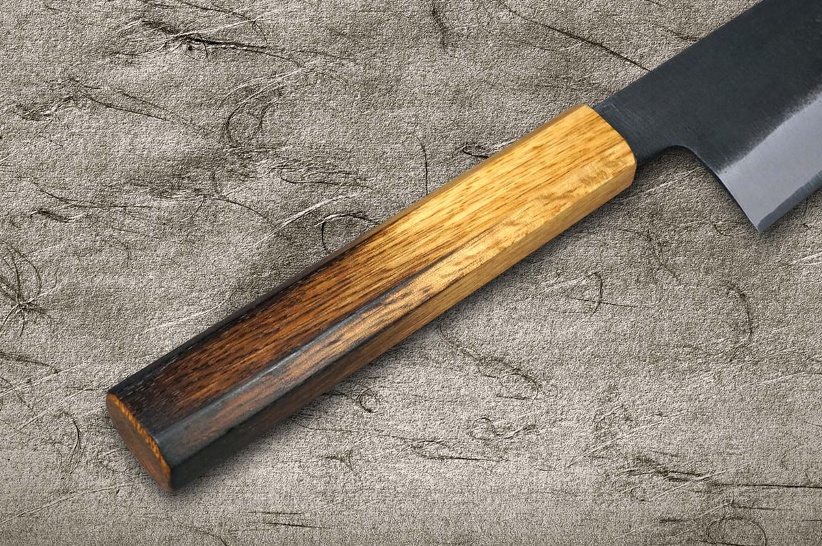 Satoshi Nakagawa Aogami #2 Kurouchi OK8B Japanese Chef's Gyuto Knife 240mm with Urushi Lacquered Oak Handle 