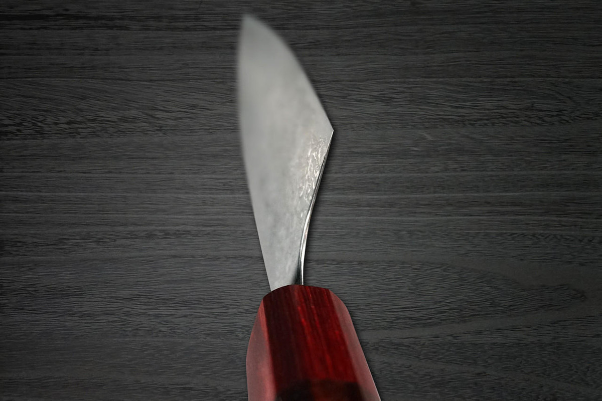 Yoshimi Kato 63 Layer VG10 Black Damascus RS8R Japanese Chef's Bunka Knife 170mm with Red-Ring Octagonal Handle 