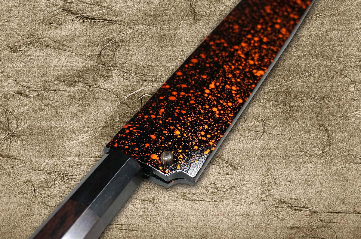 漆彩漆器鞘[带乌木销] [金茶] 适用于300mm柳刃（刺身） | 日本刀