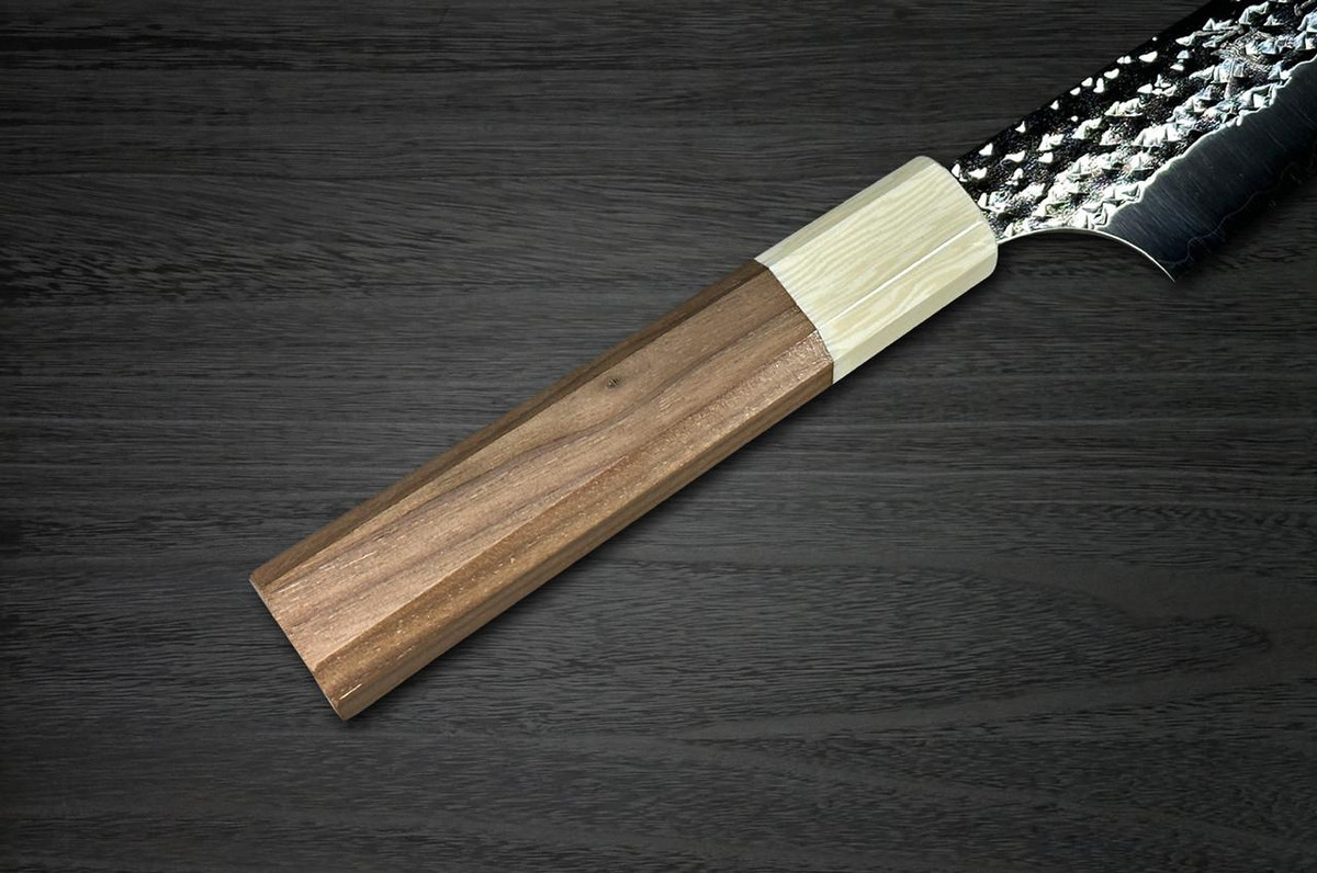 Yu Kurosaki R2(SG2) Hammered SENKO-EI WA WN8W Japanese Chef's Slicer(Sujihiki) 240mm with Wood-Grain Ring Walnut Handle 