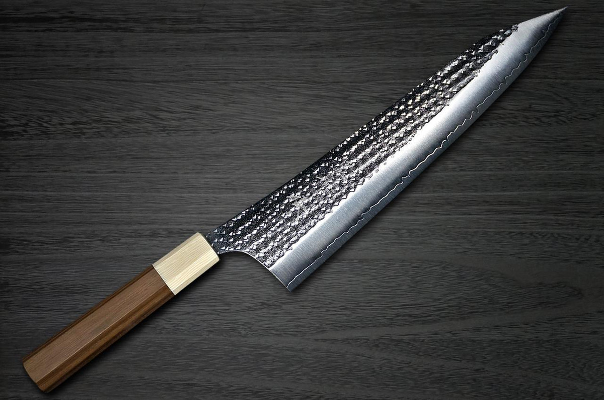 Yu Kurosaki R2(SG2) Hammered SENKO-EI WA WN8W Japanese Chef's Gyuto Knife 270mm with Wood-Grain Ring Walnut Handle 