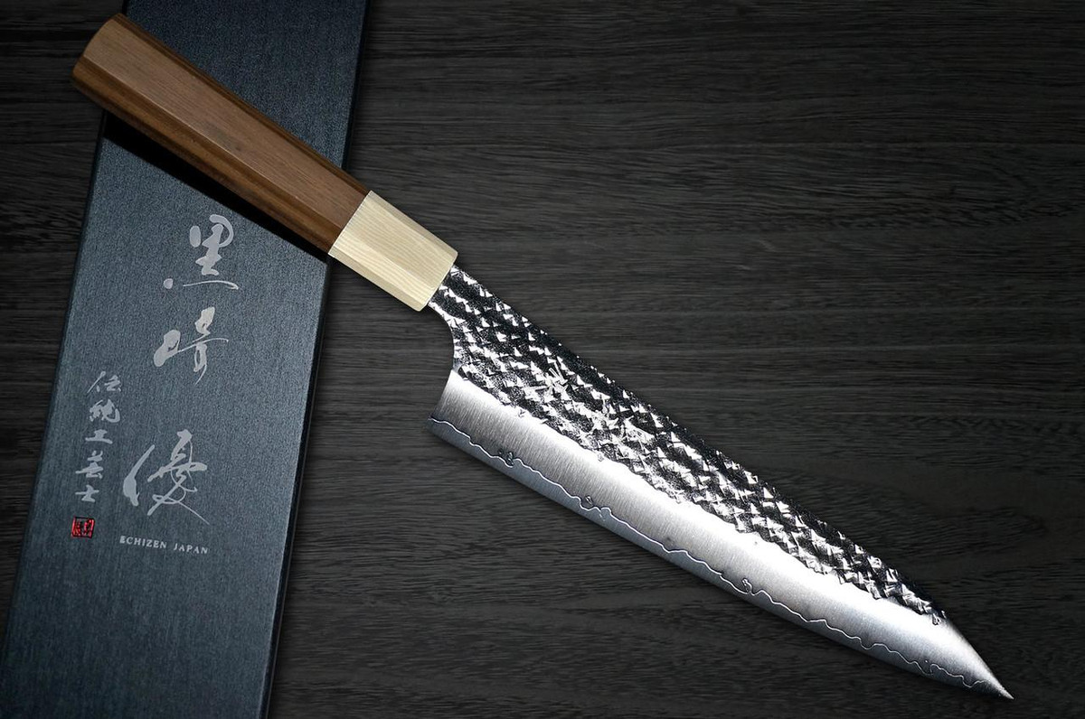 Yu Kurosaki R2(SG2) Hammered SENKO-EI WA WN8W Japanese Chef's Gyuto Knife 210mm with Wood-Grain Ring Walnut Handle 