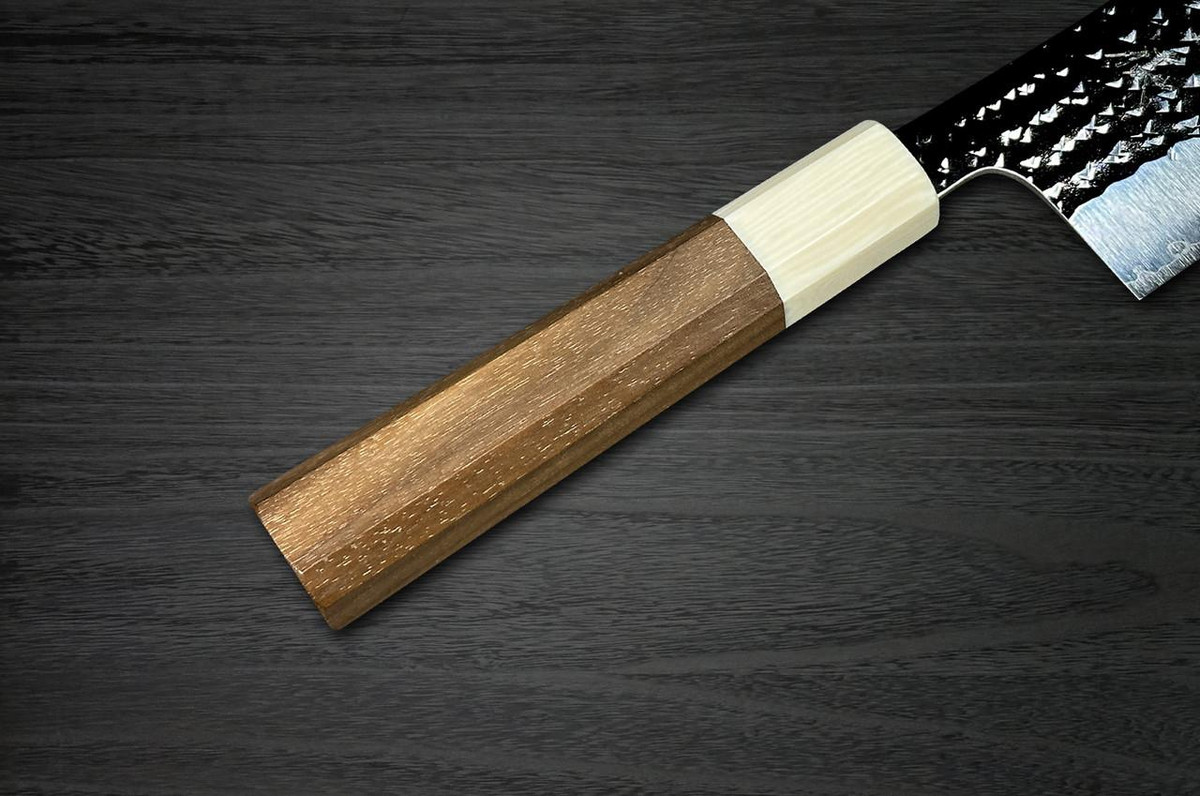 Yu Kurosaki R2(SG2) Hammered SENKO-EI WA WN8W Japanese Chef's Nakiri(Vegetable) 165mm with Wood-Grain Ring Walnut Handle 