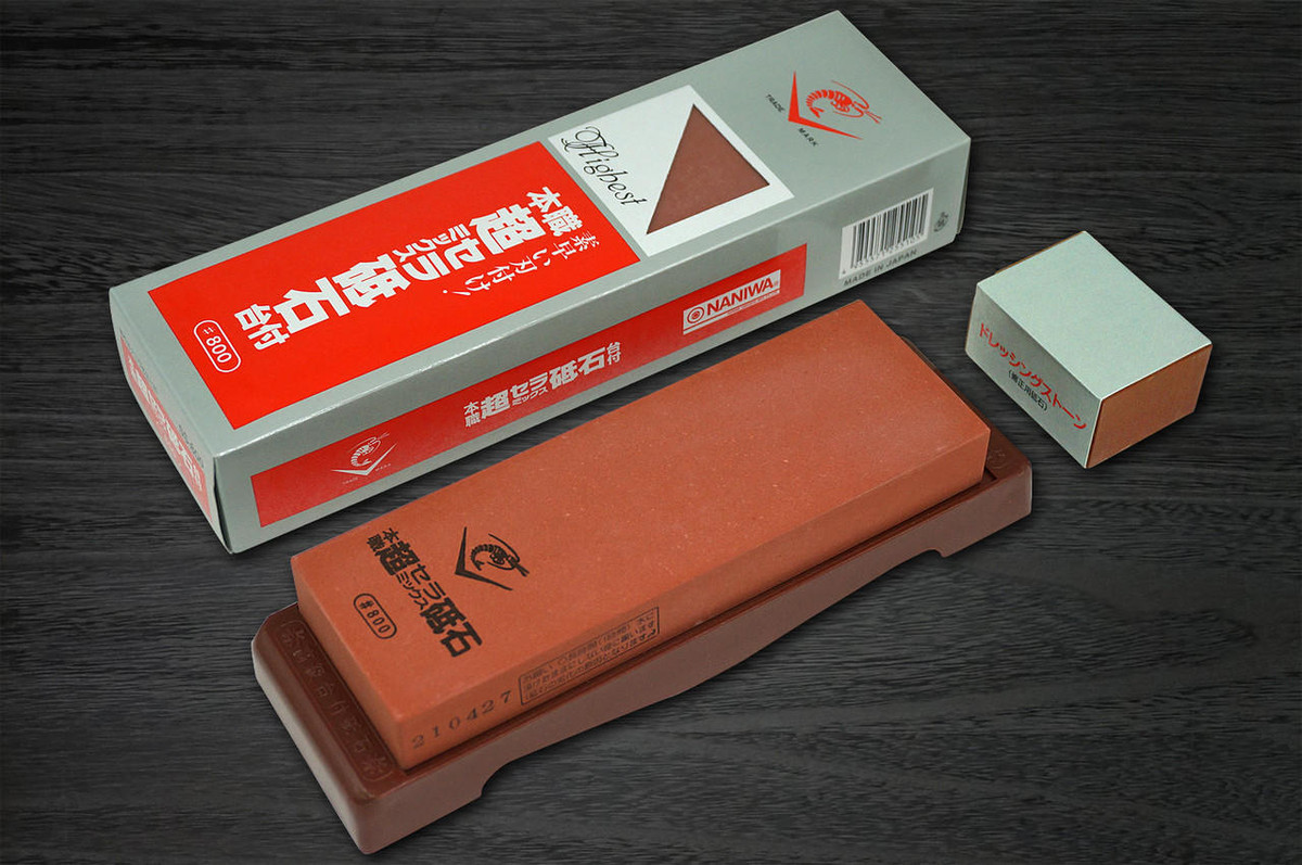 Naniwa Chosera Ceramic Waterstone (Whetstone) with Stand and Nagura Dressing Stone [SS-800] 
