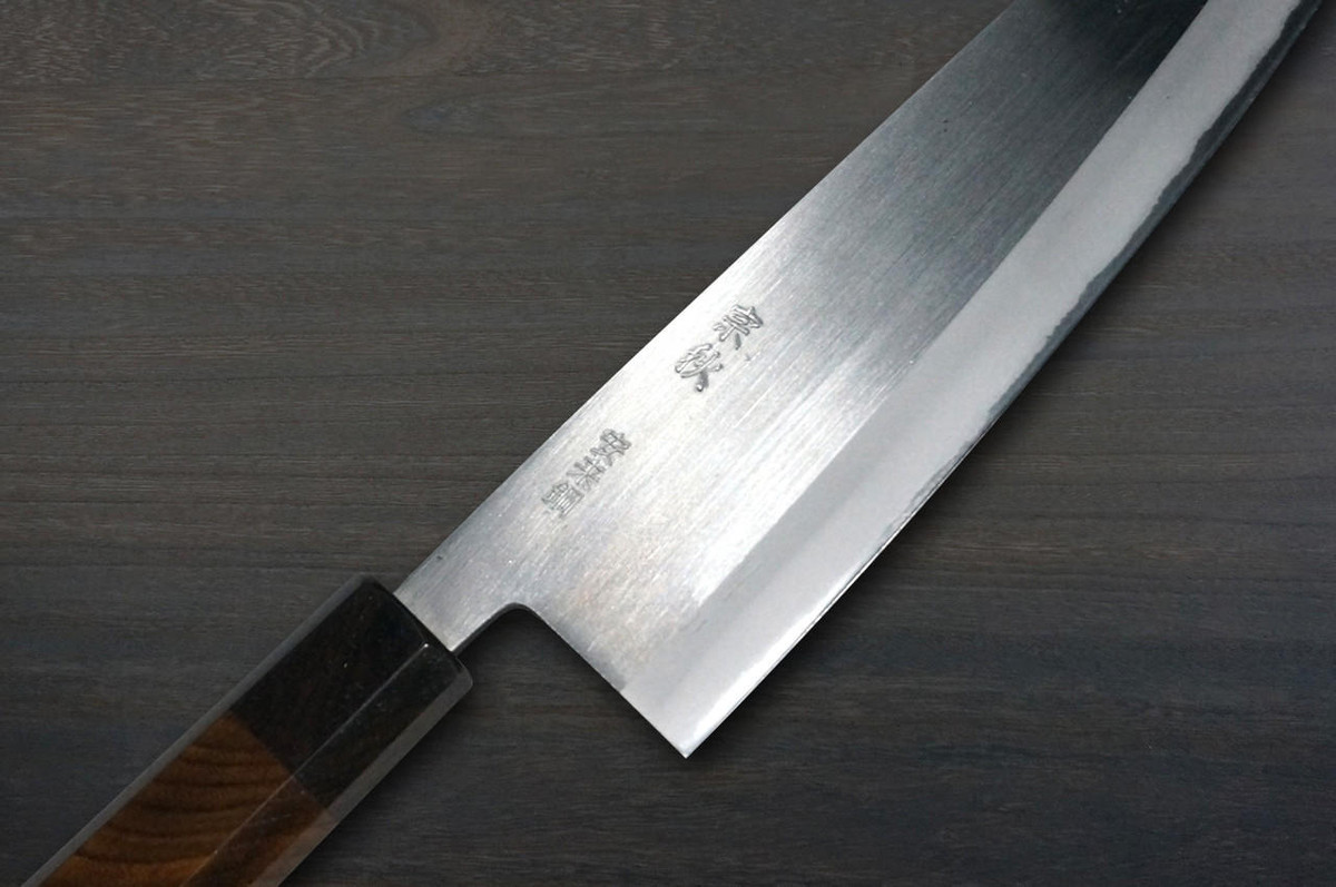 Muneaki YASUGI White Steel Migaki Japanese Chef's Gyuto Knife 165mm with Black-Ring Japanese Zelkova Handle 