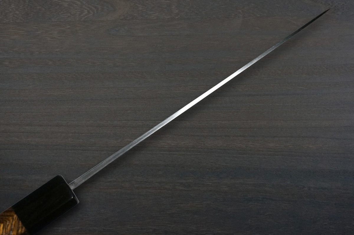 Muneaki YASUGI White Steel Migaki Japanese Chef's Gyuto Knife 165mm with Black-Ring Japanese Zelkova Handle 