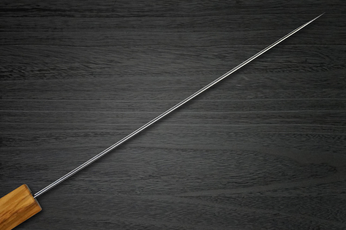 Yoshimi Kato R2 Black Damascus OL8N Japanese Chef's Gyuto Knife 210mm with Olive Handle 