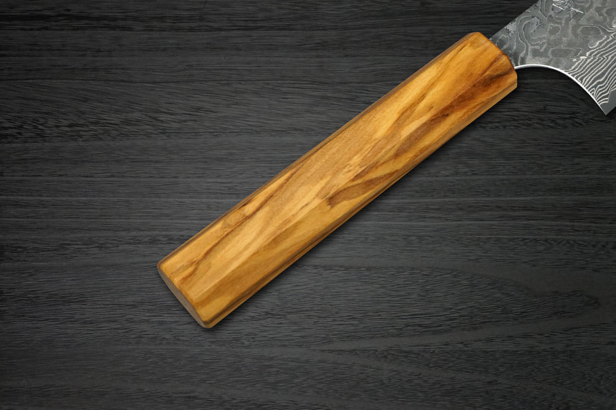 Yoshimi Kato R2 Black Damascus OL8N Japanese Chef's Gyuto Knife 210mm with Olive Handle 