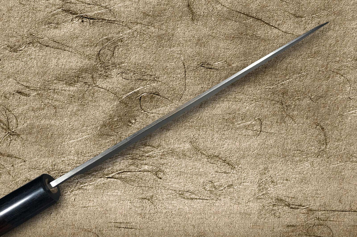 Muneaki White Steel Kurouchi Japanese Chef's Gyuto Knife 210mm with Black-Ring Rosewood Handle 